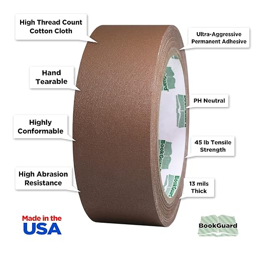 BookGuard 1-1/2 Inch Vinyl-Coated Cotton Cloth Bookbinding Repair Tape - Image 2