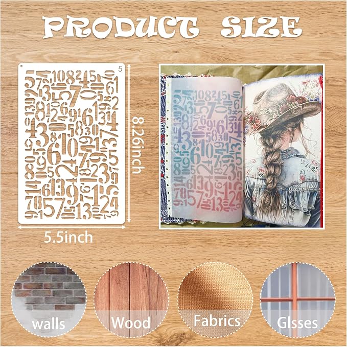 16 Pieces Stencils for Painting, Abstract Texture Mixed Media Art Supplies - Image 7