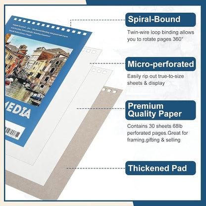 Jexine 5.5'' x 8.5'' Top Spiral Bound Sketch Pad 30 Sheet Each, Sketching - Image 4