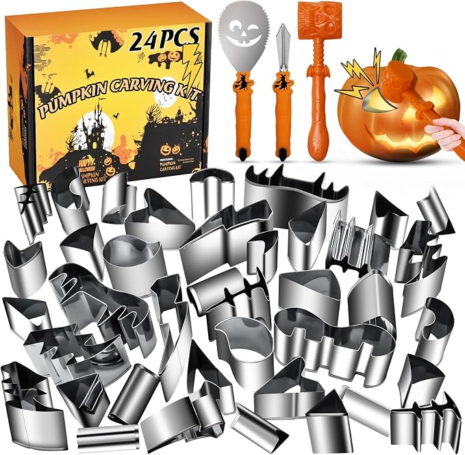 【With Hammer】Pumpkin Carving Kit Halloween, Safe and Easy Pumpkin Carving Set by CHRYZTAL