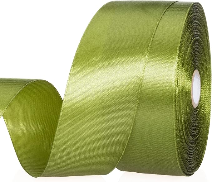 1 1/2 Inch Moss Green Solid Satin Ribbon, 50 Yards Craft Fabric Ribbon by YASEO