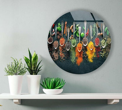 My Photostation.com 10'' Diameter Colorful Herbs Round Glass Wall Art Tempered - Image 5