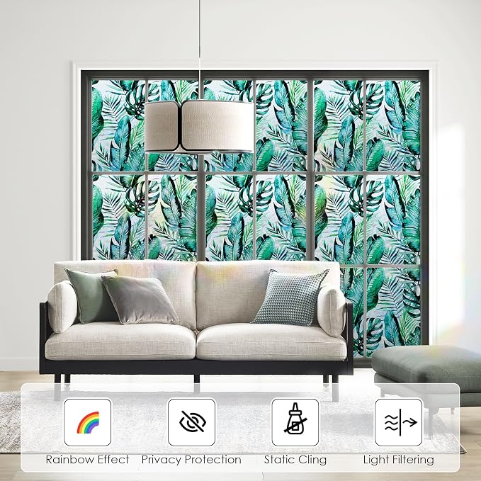 DKTIE Nature Pattern Rainbow Window Film Decorative Stained Glass Window Film - Image 2