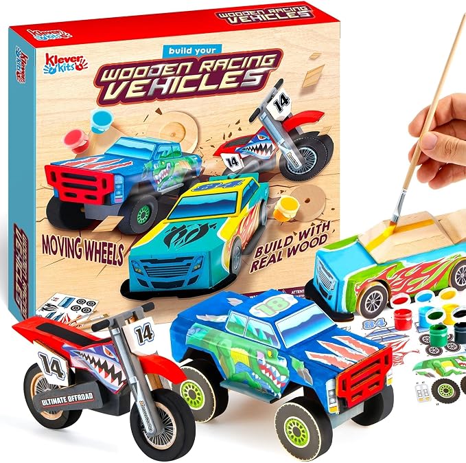 JOYIN Kids Craft Kit Build & Paint Your Own Wooden Race Car Art & Craft Kit DIY by JOYIN