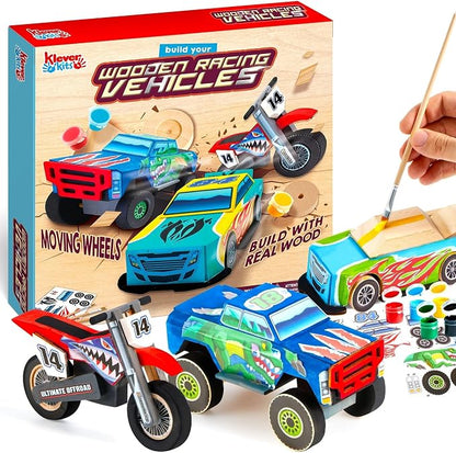 JOYIN Kids Craft Kit Build & Paint Your Own Wooden Race Car Art & Craft Kit DIY by JOYIN