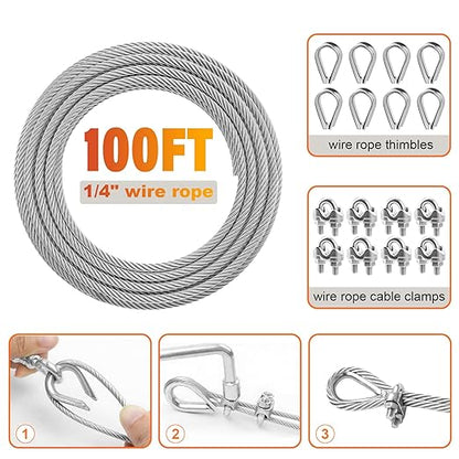 Stainless Steel Cable for Railing - 100FT 1/4" T316 Wire Rope - 7 x 19 Strands - Image 6