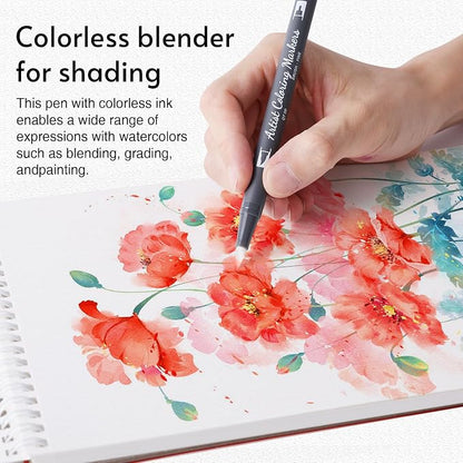 12 Colors Blendable Watercolor Pens 2025 Upgrade Water Based Paint Set Double - Image 6