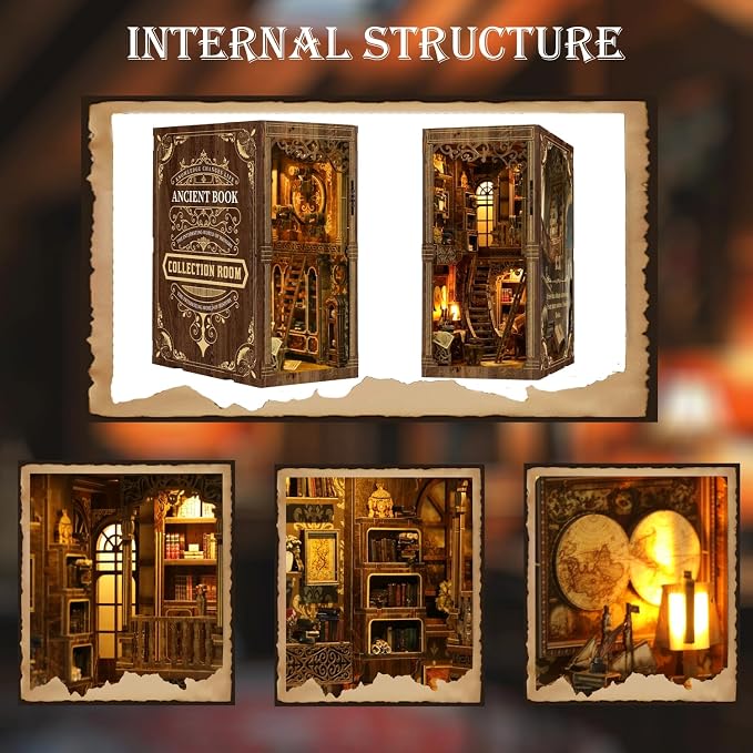 Book Nook Kits for Adult, DIY Miniature House Kit 3D Wooden Puzzles Miniature - Image 5