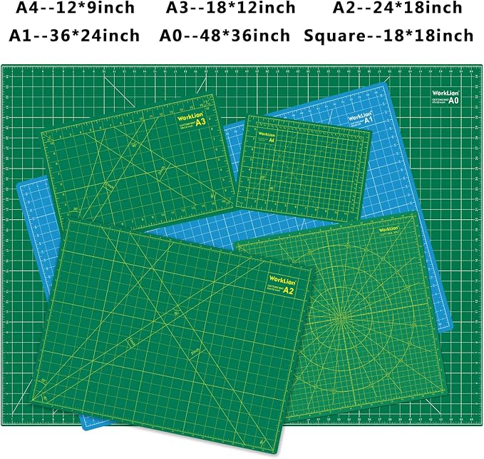 WORKLION 12" x 18" Art Self Healing PVC Cutting Mat, Double Sided, Gridded - Image 7