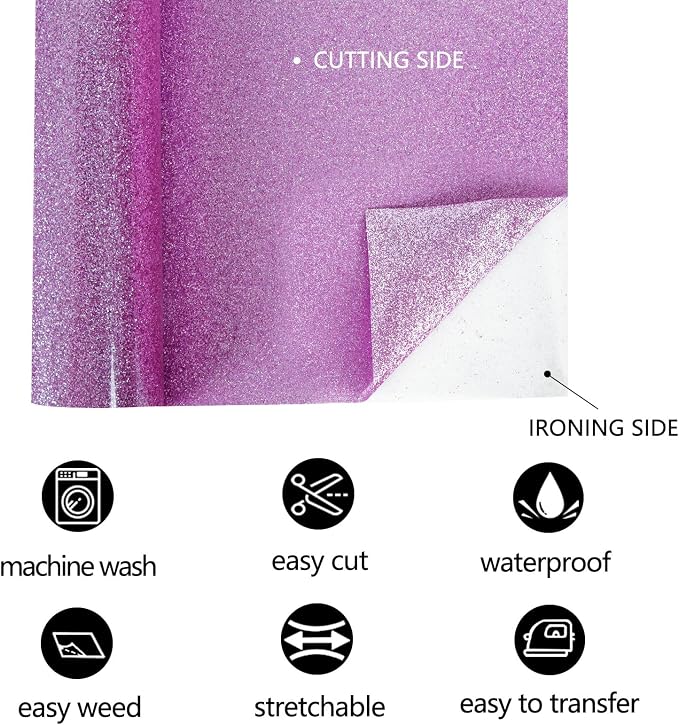 FUNKAKA Glitter Purple Pink HTV Heat Transfer Vinyl Rolls - Image 3