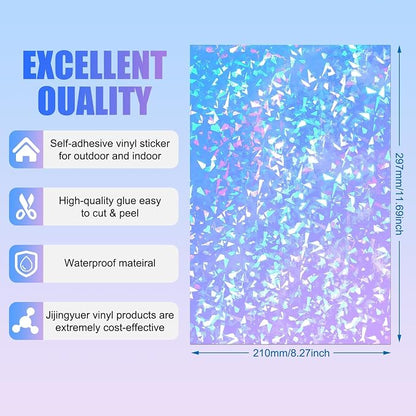 Teling 90 Sheets Holographic Sticker Paper Transparent A4 Vinyl Holographic - Image 2