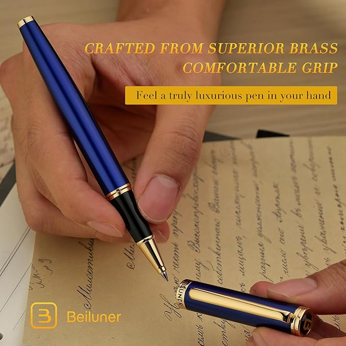 BEILUNER Luxury Rollerball Pen, 24K Gold Trim, Noble and Elegant Designs - Image 4