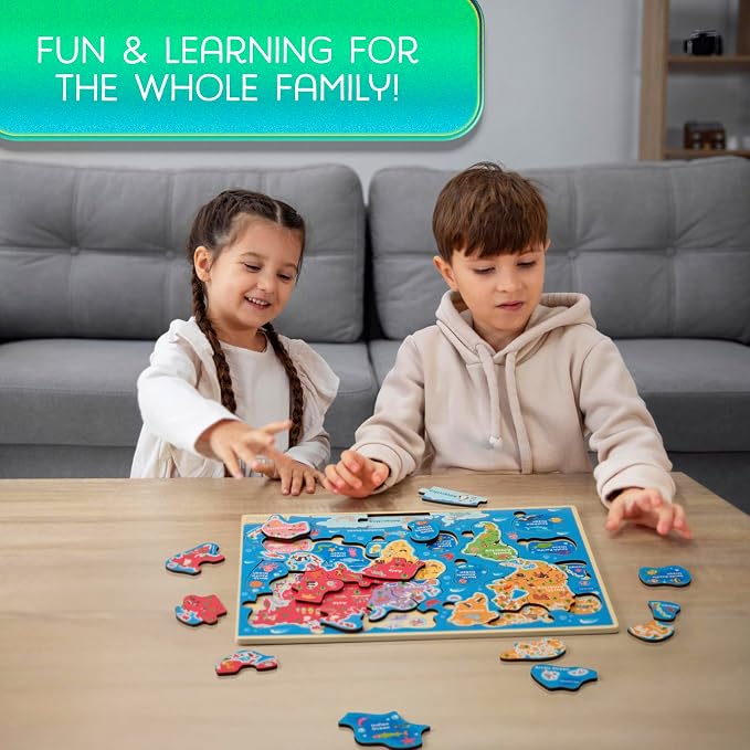 Montessori Mama World Map Wooden Puzzle, Continents and Oceans Puzzles - Image 5