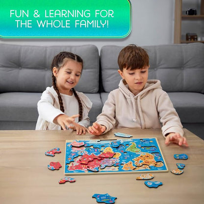 Montessori Mama World Map Wooden Puzzle, Continents and Oceans Puzzles - Image 5