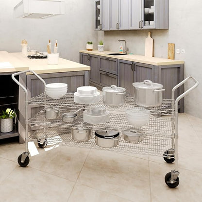 18" W x 60" L x 36" H Chrome Heavy Duty Utility Cart | 3 Tier | NSF Commercial - Image 3