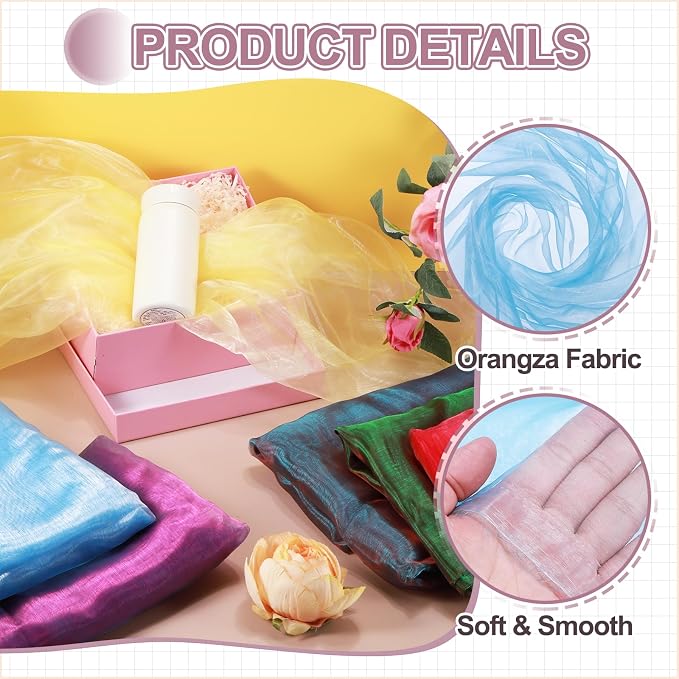MECCANIXITY Iridescent Sheer Organza Fabric, 10 Yards x 59 Inches Solid - Image 3