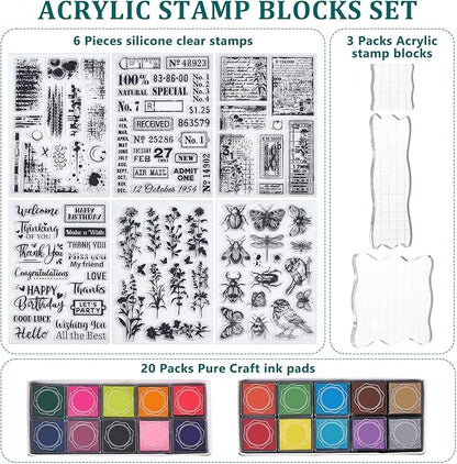 29 Pcs Acrylic Stamps for Crafting Card Making Supplies Set Include 3 Acrylic - Image 2