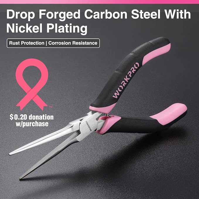 WORKPRO 6-Piece Mini Pliers Set, Needle Nose, Long Nose, Bent Nose, End Cutting - Image 3