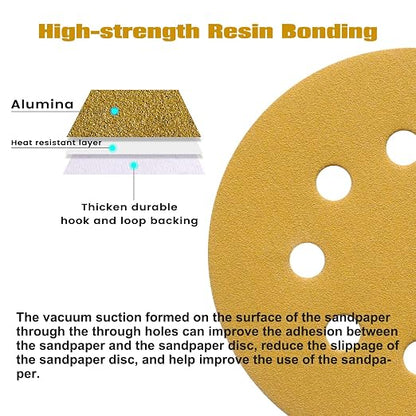 100PCS 5 Inch 8 Hole Sanding Discs 80 Grit - Image 5
