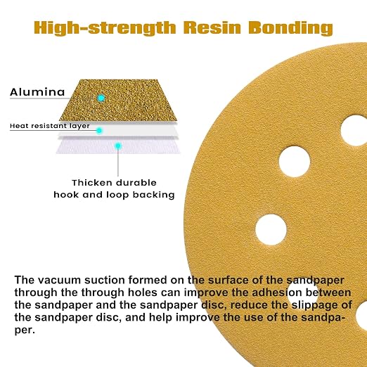 100PCS 5 Inch 8 Hole Sanding Discs 150 Grit - Image 5