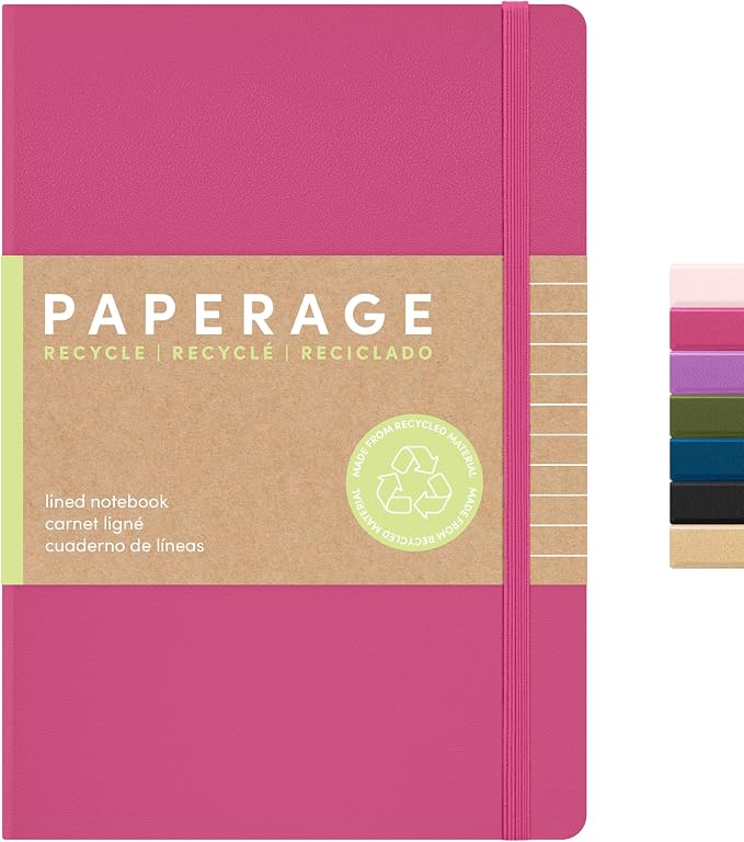PAPERAGE Recycled Lined Journal Notebook, 160 Pages, Medium 5.6 in x 8 in by PAPERAGE