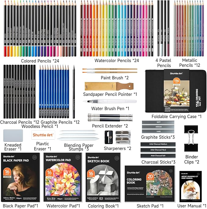 Shuttle Art 116 PCS Drawing Kit, Professional Drawing Supplies - Image 2