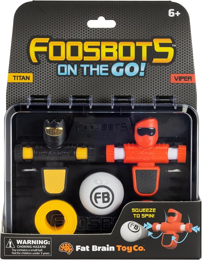 Fat Brain Toys Foosbots On The Go Tabletop Trickshot Game, 2 Player Soccer Toys - Image 7