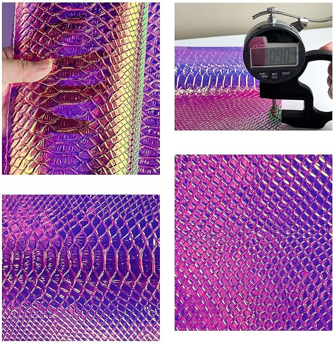 ONEART | Iridescent Transparent Embossed Vinyl Holographic Blue Clear PVC Vinyl - Image 3
