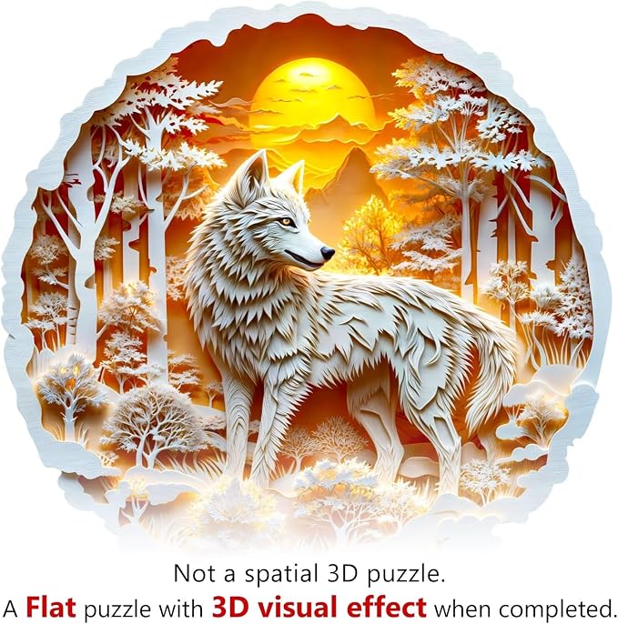 Wooden Puzzles for Adults, 3D Wolf Wooden Puzzles 290 Pieces, Unique Animal - Image 2