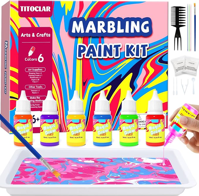 Water Marbling Paint for Kids, Art Supplies for Kids, Arts and Crafts for Girls by Titoclar