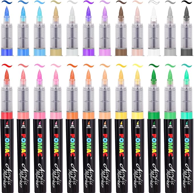 POMAC Liquid Acrylic Paint Markers 24 Colors, Waterproof Paint Marker Pens - Image 2