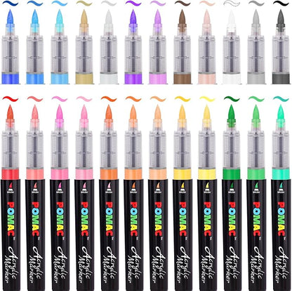 POMAC Liquid Acrylic Paint Markers 24 Colors, Waterproof Paint Marker Pens - Image 2