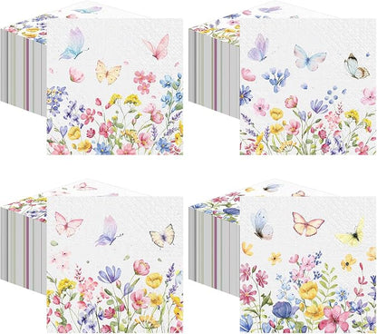 Fulmoon 200 Pieces Summer Floral Cocktail Napkins Disposable Wildflower Dessert by Fulmoon
