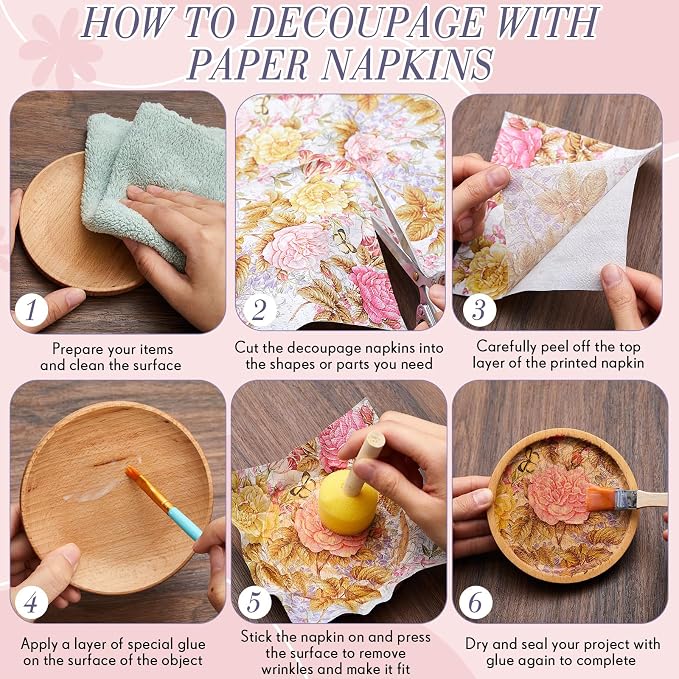 Crtiin 36 Pack 9 Styles Decoupage Napkins Assorted Floral Decorative Decoupage - Image 5