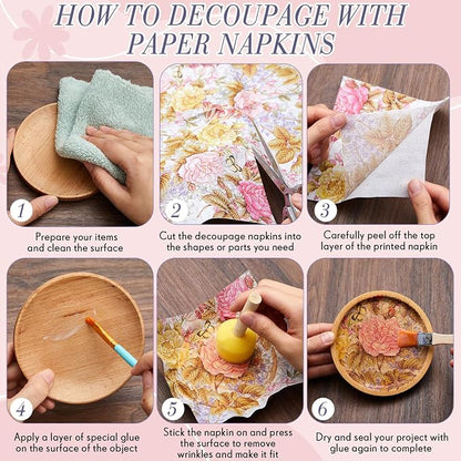 Crtiin 36 Pack 9 Styles Decoupage Napkins Assorted Floral Decorative Decoupage - Image 5