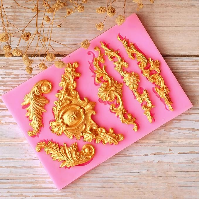 JOERSH 3PCS Baroque Scroll Molds Silicone Border Fondant Mold - Image 5