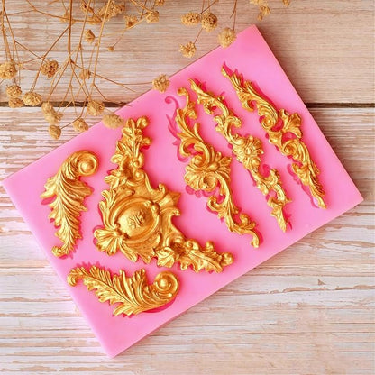 JOERSH 3PCS Baroque Scroll Molds Silicone Border Fondant Mold - Image 5