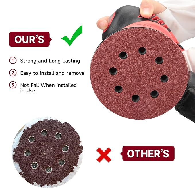 100 PCS 5 Inch Sanding Discs 240 Grit, Round Hook and Loop Sandpaper - Image 6