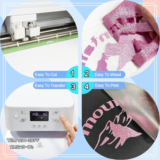 Rouge Powder Glitter HTV Heat Transfer Vinyl 12" x6FT Glitter Vinyl - Image 4