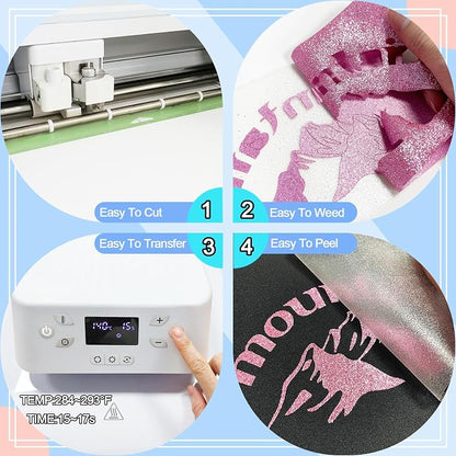 Rouge Powder Glitter HTV Heat Transfer Vinyl 12" x6FT Glitter Vinyl - Image 4