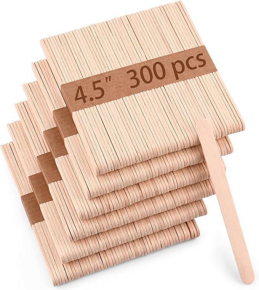 Sakolla 300 Pcs Popsicle Wooden Sticks, 4.5″ Length Natural Wood Standard Ice by Sakolla