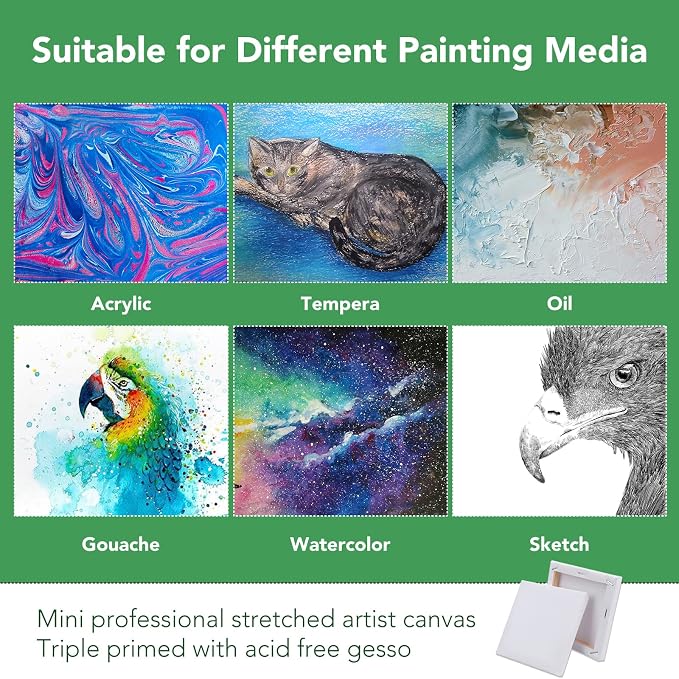 ESRICH Mini Stretched Canvas 10 Pack 5x5inch, 2/5''Profile Art Primed Canvases - Image 5