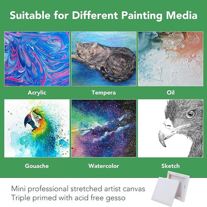 ESRICH Mini Stretched Canvas 10 Pack 5x5inch, 2/5''Profile Art Primed Canvases - Image 5