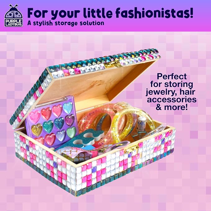 PURPLE LADYBUG Sparkly DIY Wooden Jewelry Box Craft - Image 6