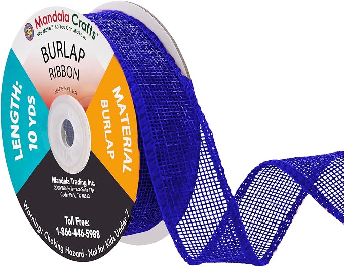 Mandala Crafts Royal Blue Burlap Ribbon 1 Inch Wide Jute Ribbons by MandalaCrafts