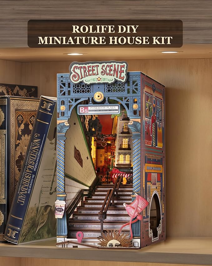 Rolife DIY Book Nook Kits for Adults, Miniature Dollhouse Booknook Kit - Image 6