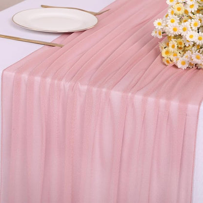 10ft Dusty Rose Chiffon Table Runner 30 x 120 Inches Sheer Romantic Table Runner by RUIYOK