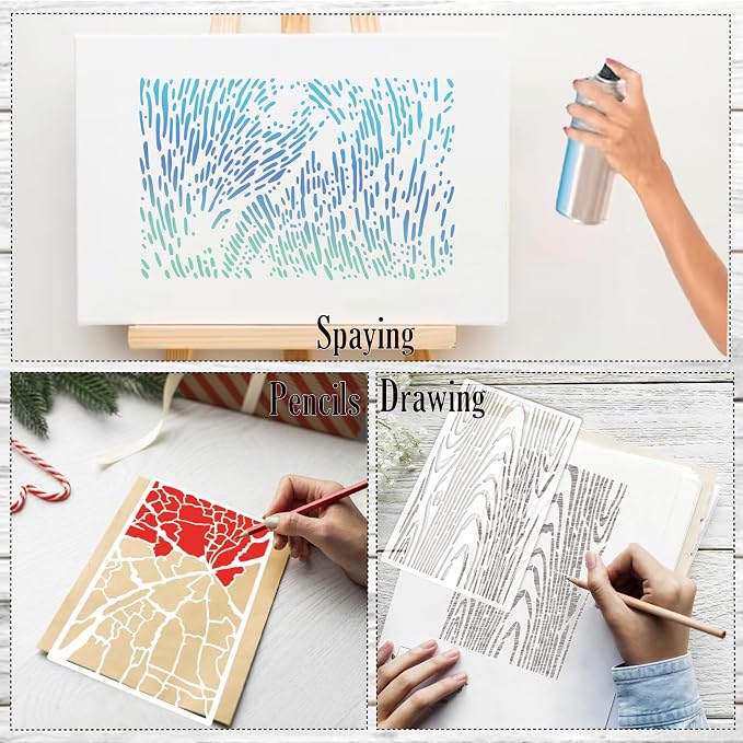 8 Pieces Abstract Geometry Texture Brick Stencils - Image 5