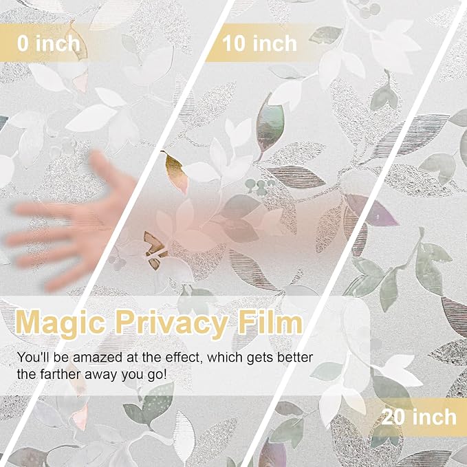 Window Privacy Film Decorative for Front Door, Bathroom Static Cling Stained - Image 2