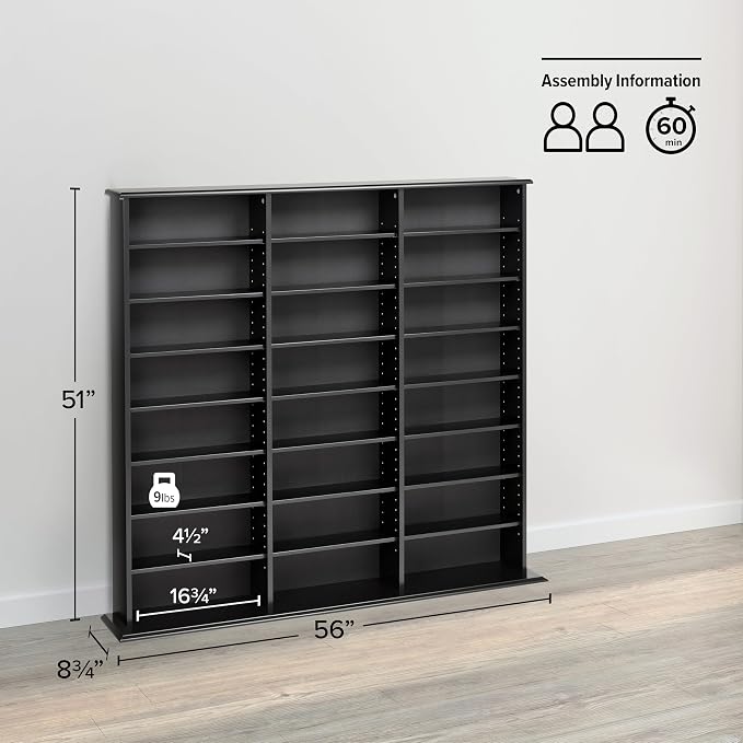 Prepac 3 Column Tall Media Storage Cabinet, Display Cabinet, Blu-rays - Image 3